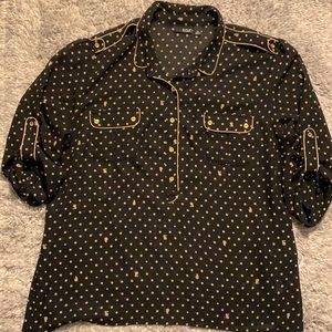 Ana Xl sheer black polka for bunny blouse